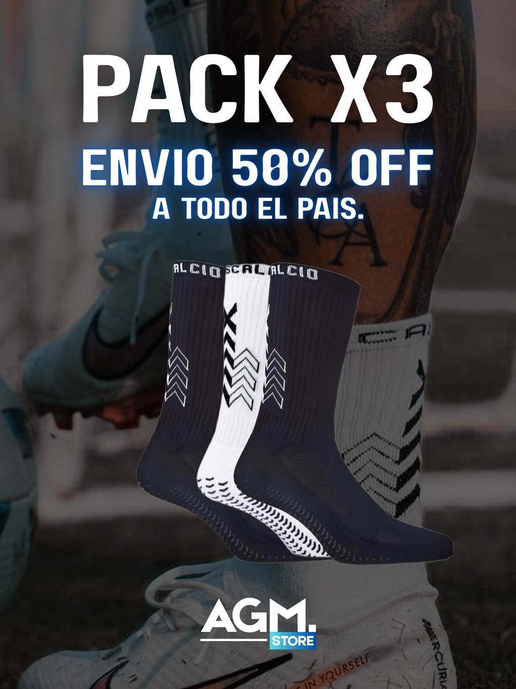 Medias Antideslizantes Calcio Pack X3 (ENVIO 50% OFF)