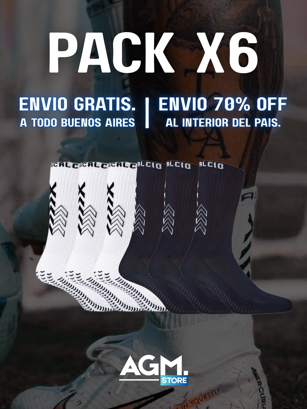 Medias Antideslizantes Calcio Pack X6 (ENVIO GRATIS BS AS / 70% A TODO EL PAIS)